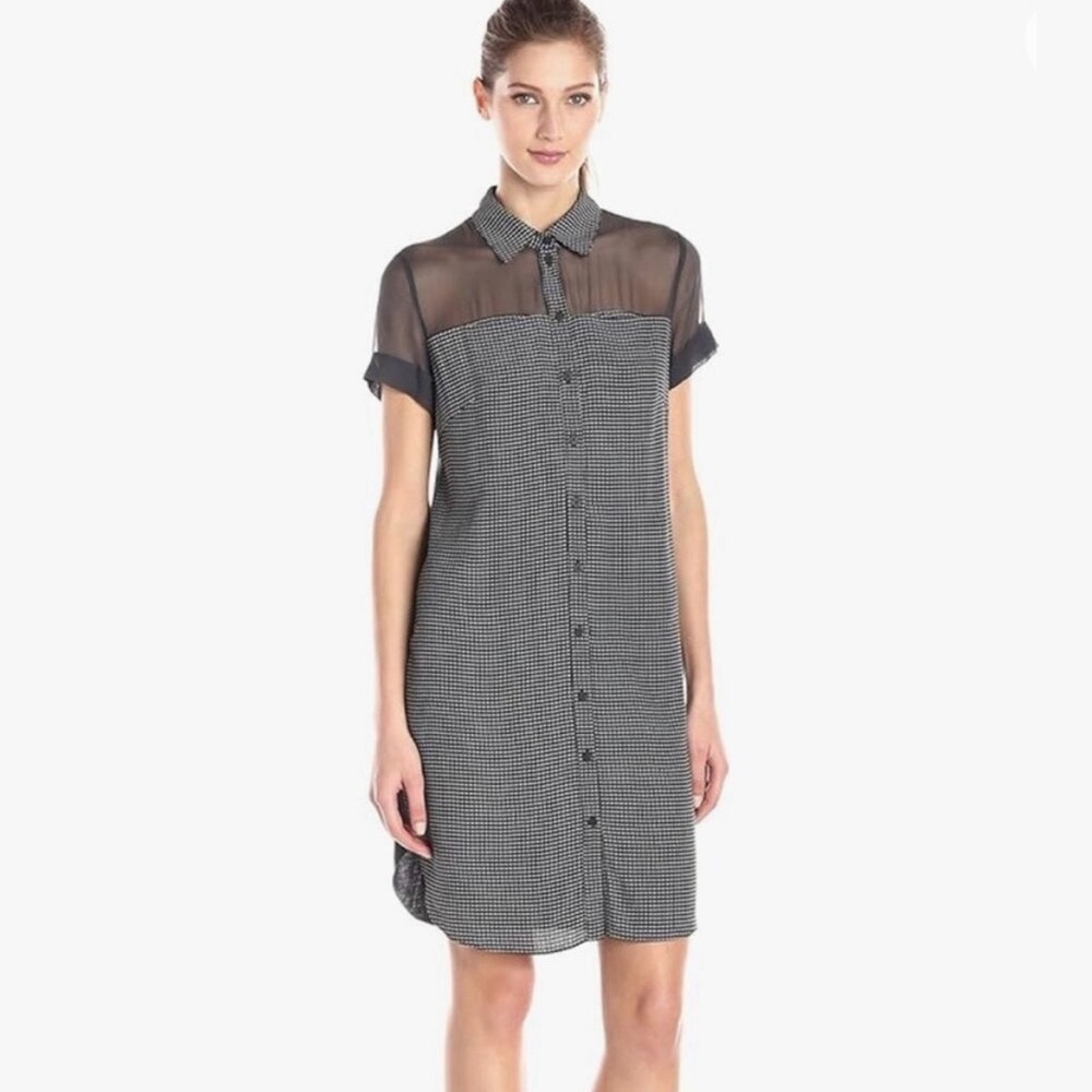 Bailey 44 silk mixed media shirt dress size large Anthropologie resort